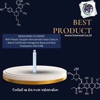MEASURING CYLINDER With Plastic Stopper Borosilicate Glass Class A Batch Certificate Hexagonal Base and Blue Graduation ISO 4788 250 ml